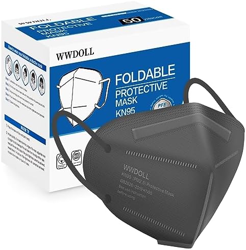 WWDOLL KN95 Face Mask 50 Pack, 5-Layers Breathable KN95 Masks, Gray by WWDOLL
