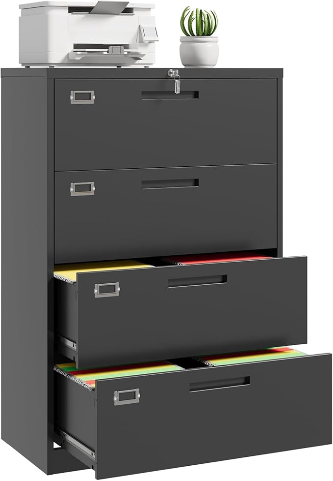 File Cabinet 4 Drawer, Lateral Filing Cabinet by ZAOUS