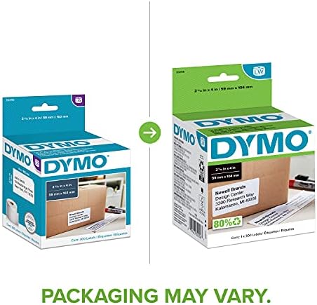 DYMO Authentic LW Large Shipping Labels, for LabelWriter Label Printers, Prints Up to 6-Line Addresses, 2-5/16" x 4", 1 Roll of 300 - Image 2