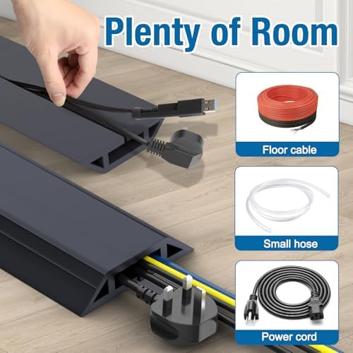 Eapele Floor Cord Cover 10ft Cord Covers for Wires on Floor, Heavy Duty Extension Cord Cover, Rubber Floor Cable Cover, Prevent Trip Hazard for Sidewalk Home Office Outdoor or Indoor Settings - Image 6