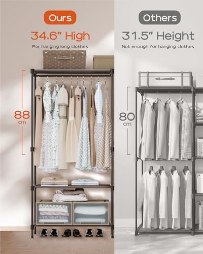 CASAMAYA Clothes Rack, Portable Closet, 71.7 Inch Large Capacity Wardrobe Closet, Clothes Storage Organizer with Shelves and 3 Hanging Rods, Easy to Assembly, Black PCT035B01 - Image 3