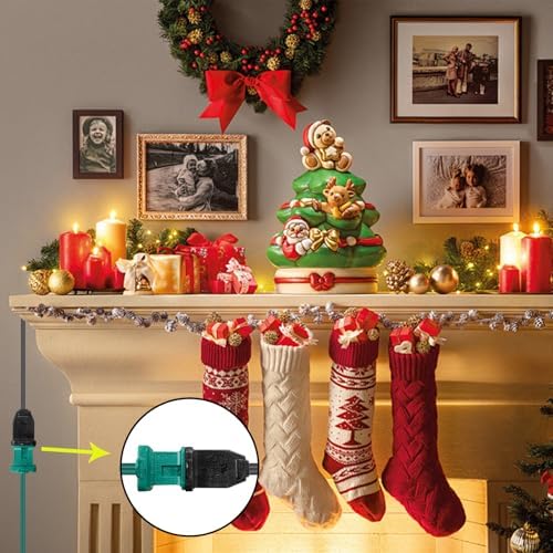3 Pack 2 Prong Polarized Extension Cord Green Extension Cord 6 Feet with Stackable Unpolarized Plug, 5A 120V 432W, for Connect/Extend Indoor Outdoor Christmas Lights String (18 Feet) - Image 5