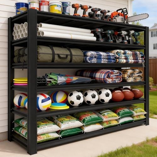 8,100 lbs Heavy-Duty Storage Shelves, 6-Tier Garage Shelving, Adjustable Shelving Units, Industrial Shelving, for Garage Storage, Heavy-Duty Garage Shelving (6T-84H x 62.03W x 24D)*2 - Image 7