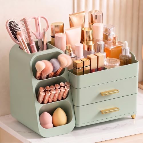 Large Capacity Makeup Organizer Countertop with Makeup Brush Holder for Vanity, Thickened Material, Bathroom Countertop Organizer Skin Care Perfumes Storage, Teen Girl Gifts for 12-23 Year by Unknown