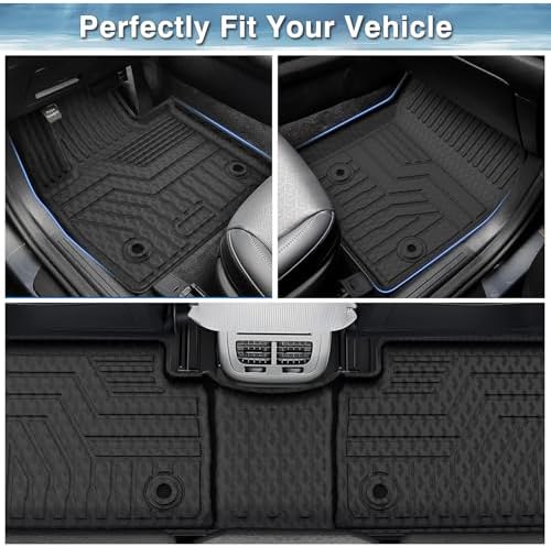 Mixsuper Floor Mats for 2013-2024 Toyota 4Runner, Custom Fit TPE All-Weather Floor Liners, Waterproof Anti-Slip Heavy Duty Mats, 1st and 2nd Row Accessories Set Black - Image 3
