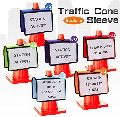 Amylove Set of 12 Traffic Cone Sleeve with Pockets, Multicolor - Image 5