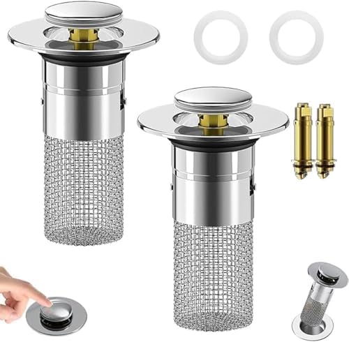 2Pcs Stainless Steel Floor Drain Filter,Bathroom Sink Stopper Hair Catcher by MHYRZZ