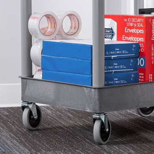 Stand Steady Tubstr Large 3 Shelf Utility Cart | Made in USA | Heavy Duty Tub Cart Holds Up to 300 lbs. | Storage Cart & Rolling Tool Cart for School, Office, Garage & Warehouse (Gray) - Image 5