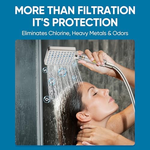 Cobbe Filtered Shower Head with Handheld, High Pressure 6 Spray Mode Showerhead with Filters, Water Softener Filters Beads for Hard Water - Remove Chlorine - Reduces Dry Itchy Skin, Brushed Nickel - Image 2