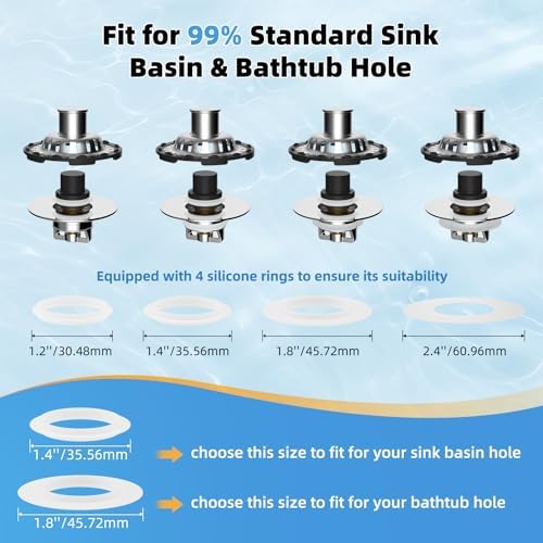 Universal Bathtub Drain Stopper, 2PCS Metal Shower Hair Catcher, Chrome - Image 3