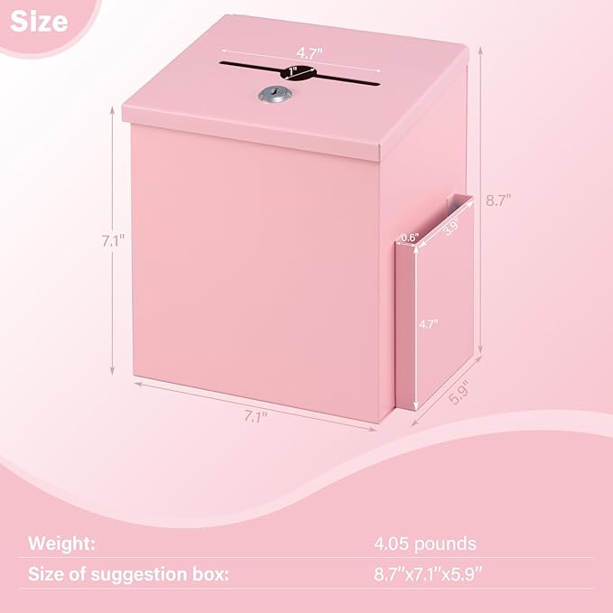 xydled Suggestion Box with Key Lock, Locking Metal Donation Ballot Drop - Image 6