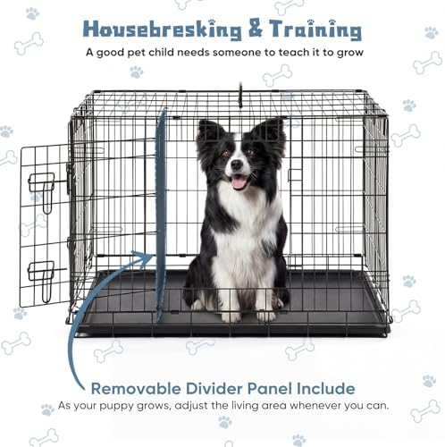 DUMOS Dog Crate 36 Inch, Foldable Small Medium Dog Cage Pet Kennel - Image 3