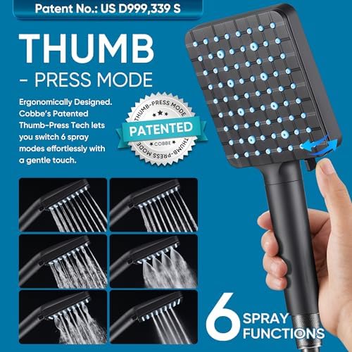 Cobbe Filtered Shower Head with Handheld, High Pressure 6 Spray Mode Showerhead with Filters, Water Softener Filters Beads for Hard Water - Remove Chlorine - Reduces Dry Itchy Skin, Matte Black - Image 4