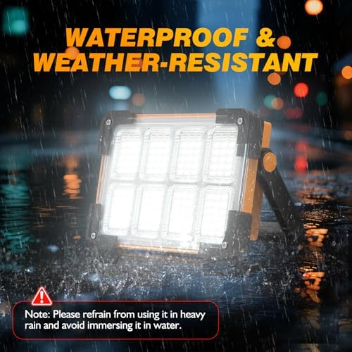 120W Solar Rechargeable 144 LED Work Light, 10000LM Flood Light - Image 5