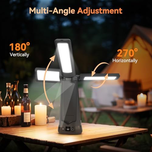 Rechargeable Camping Light with Stand 7 ft Max Height, 15000mAh Portable Cordless LED Work Light, 5500 Lumen 6500/4500/3500K Dimmable Emergency Flashlight with Detachable Tripod, Black - Image 3