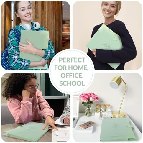 SKYDUE Expanding File Folder with 5 Pockets, Aesthetic Accordion File Organizer, Portable Document Paper Bill Receipt Organizer, School Office Supplies, Letter/A4 Size, (1, Pea Green) - Image 7
