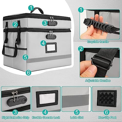 EXLIFBAG Fireproof File Organizer with Lock, 2 Layer - Image 2