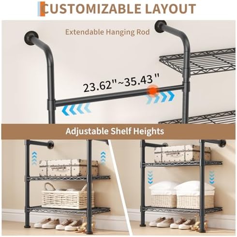 Garvee L4 Wall Mounted Pipe Closet System, Matte Black - Image 3