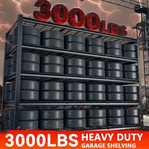 REIBII 60" W Garage Shelving Heavy Duty Metal Shelving 3000LBS Storage Shelves Adjustable Metal Shelves for Industrial 5 Tier Garage Shelves for Basement Pantry Warehouse 60" W x 24" D x 72" H 2 Pack - Image 4