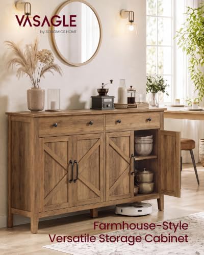VASAGLE Farmhouse Buffet Cabinet, Coffee Bar with 2 Drawers - Image 3