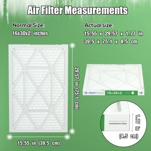 16x30x2 Air Filter TRIGHTFILTERS, Durable MERV 8 Pleated Home HVAC AC Furnace Heater Filters Replacement, Lightweight Compact Air Conditioner Filters 4 Pack - Image 3