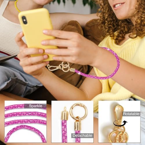 Phone Lanyard Crystal Phone Strap Crossbody, Plum - Image 2