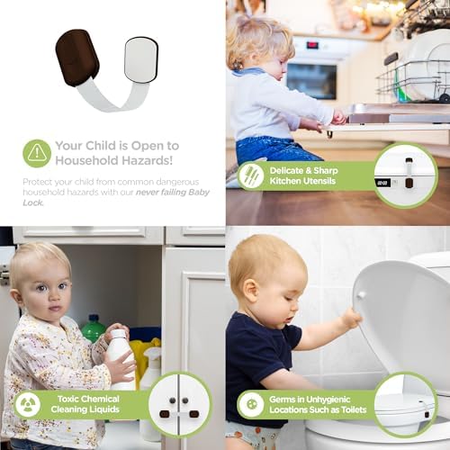 SKYLA HOMES Child Safety Cabinet Locks, Brown, 8 Pack - Image 2