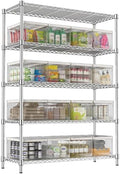48" W Garage Shelving 1875 LBS Heavy Duty Wire Shelving Unit, Metal 5-Tier Adjustable Steel Storage Rack with Liners, 48" W x 18" D x 72" H for Pantry Kitchen Commercial, Chrome by RackBro