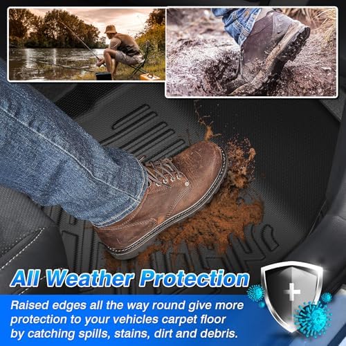 Frontier Floor Mats - Car Mats for Nissan Frontier CrewCab 2009-2021, All Weather Floor Mat for Frontier Accessories, Heavy Duty Rubber Mats, Car Accessories - Image 3