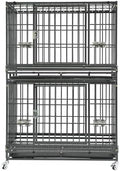 Homey Pet Two Tier 37" Heavy Duty Stackable Dog Crate with Wheels by HomeyPet
