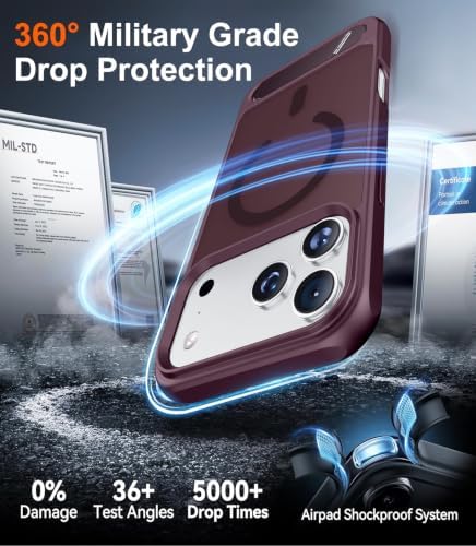 Temdan Magnetic for iPhone 18 Pro Case/iPhone 17 Pro Case Stand Dark Cherry - Image 5