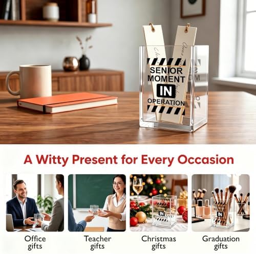 Funny Office Acrylic Cosmetic Pen Pencil Holder Cup, Senior Moment In Operation Pencil Organizer, Humor Unique Desk Accessories, Minimalist Sarcastic Gifts for Women Men Employee（A08） - Image 5