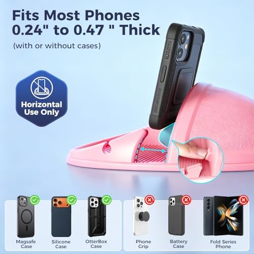 Loncaster Car Phone Holder, Car Phone Mount Silicone Car Pad Mat for Various Dashboards, Slip Free Phone Stand Compatible with iPhone, Samsung, Pink - Image 6