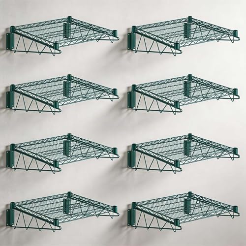 8 Pack 24" x 24" NSF Green Wire Wall Mount Shelf, Heavy Duty Commercial Metal Wall Shelf, Storage Rack for Home and Hotel by Zedfire