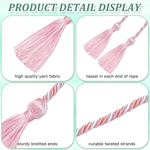 Pink White Graduation Cord, Graduation Honor Cords Braided Tassels Cord for 2026, 68” Long Polyester Yarn Honor Ropes for 2026 Grad Decorations, Party Ceremonies - Image 3