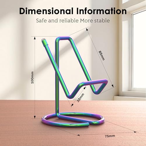 Metal Cell Phone Stand for Desk, Cute One-Piece Phone Holder, Stable Desktop Display Dock for iPhone, iPad, Samsung, Tablets & All Mobile Phones, Colorful - Image 2