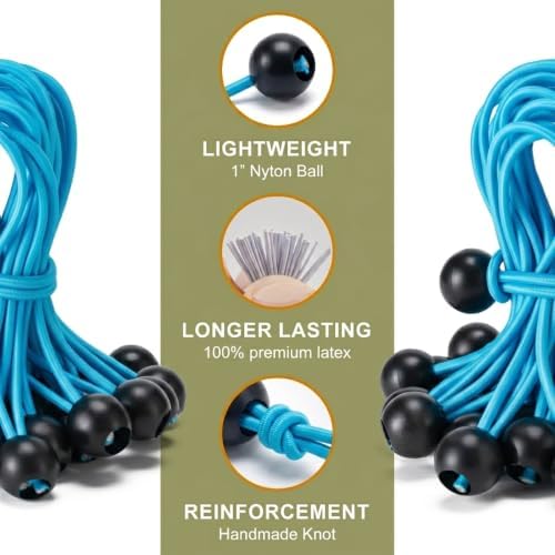 30 Pack Ball Bungee Cord, Heavy Duty Bungie Cord Balls (4",Sky Blue) - Image 2