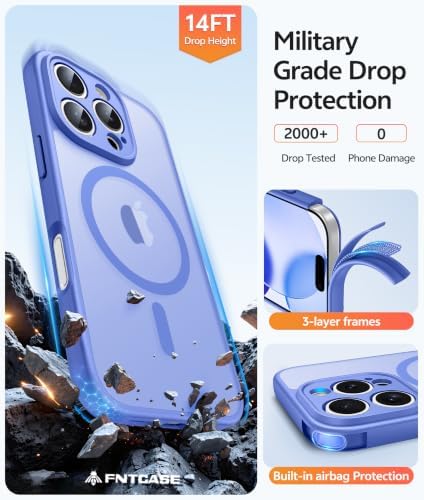 FNTCASE for iPhone 16 Pro Max Case, Fit for Magsafe, Glass Screen Protector - Image 5