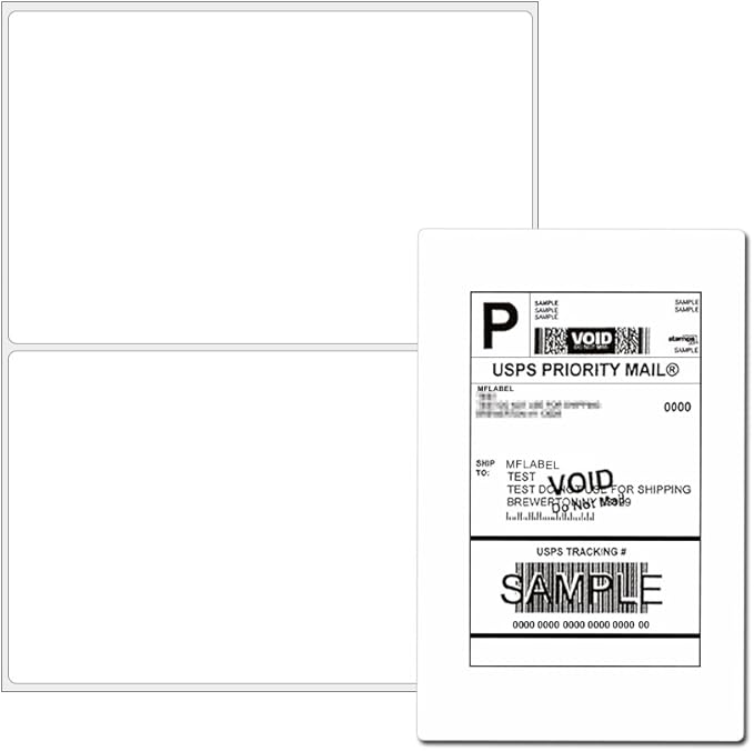 Coopaty Half Sheet Shipping Labels 8.5" x 5.5" Sticker Labels by COOPATY