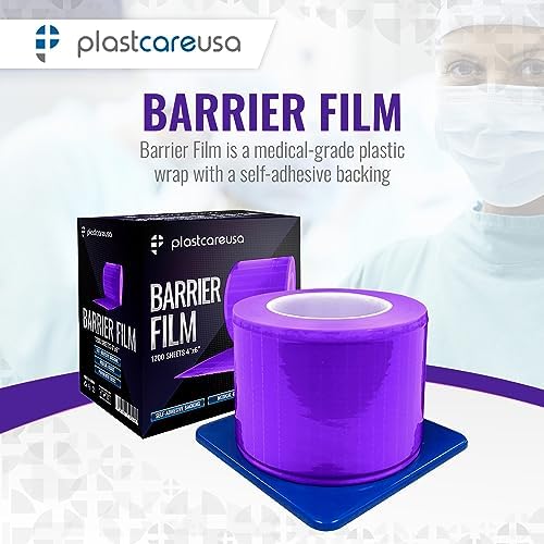 Purple Barrier Film Roll 4"x6" - 6.5nm Thickness Medical Grade Surface Protective Dental Barrier Film for Dental, Medical, Tattoo - Easy Peel, Non-Stick Tape (1 Box of 1200 Sheets) By PlastCare USA - Image 2