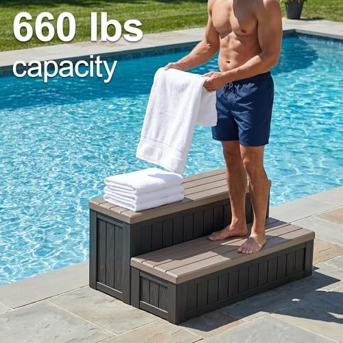 Fancyango Hot Tub Steps with Storage 36.6" L Two-Tone Gray & Black - Image 4