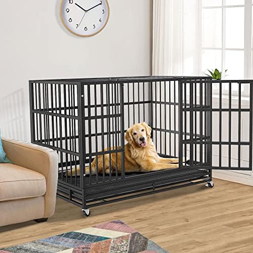 BOLDBONE 38 inch Heavy Duty Indestructible and Escape-Proof Dog Crate Cage Kennel for Large Dogs, High Anxiety Dog Crate with Removable Wire Trays and Wheels, Extra Large XL XXL, Black - Image 2