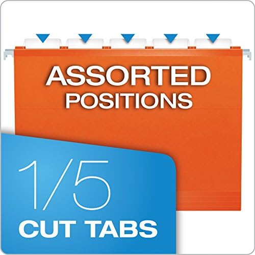 Pendaflex Reinforced Hanging File Folders, Letter Size, Orange, 1/5 Cut, 25/BX (4152 1/5 ORA) (Pack of 10) - Image 4