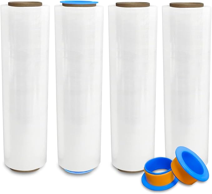 4 Rolls x 18" x 1500 FT x 80 Gauge Clear Non-Stretch Heavy Duty Plastic Stretch by TopSellingProducts