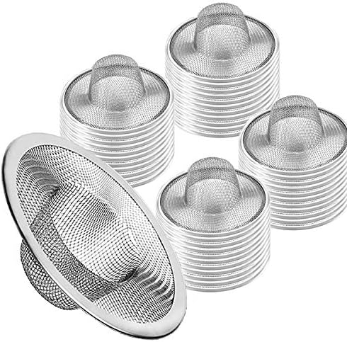 50pcs Heavy Duty Stainless Steel Slop Basket Filter Trap, 2.75" Top / 1" Mesh Metal Sink Strainer,Perfect for Kitchen Sink/Bathroom Bathtub Wash Basin Floor Drain Balcony Drain Hole,Utility… by ArtioHipo