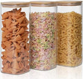 Glass Food Storage Jars 76 oz Set of 3,Glass Storage Containers Clear Glass Food Canister with Bamboo Lid Airtight For Serving Tea, Coffee, Flour, Sugar, Candy, Cookie, Spice and More (Square) by Liuruiyu