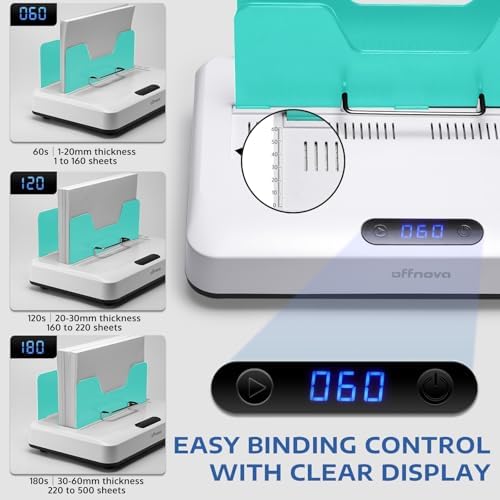 OFFNOVA Thermal Binding Machine 500 Sheets Capacity, No Preheat, Air Cooling, Book Binder Machine with 10 Binding Covers, for A4/A5/Letter Size Business Documents, Office and Homeschool Projects - Image 4
