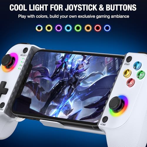 Mocagen MC1 Phone Controller for iPhone & Android – Ergonomic Grip, Low Latency, Case Friendly, Mobile Controller with Hall Effect Joysticks, Portable Travel Companion for Car/Leisure(White+Black Case) - Image 3