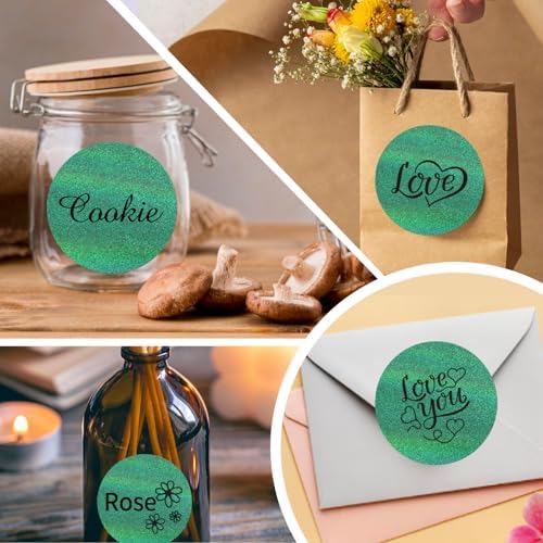 3 Inch Holographic Thermal Labels,Round Thermal Printer Labels,Waterproof Thermal Printer Stickers for DIY Logo Design,Name Tag,QR Code,Thanks Card 150 Labels/Roll (Green dots) - Image 6