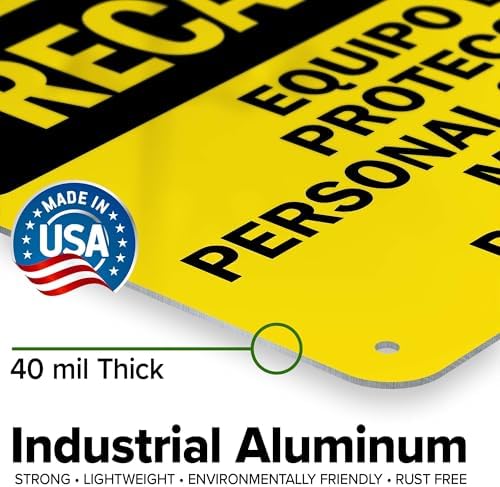Caution Personal Protective Equipment Required Beyond This Point Bilingual Osha Sign, 10x14 Inches, Rust Free .040 Aluminum, Fade Resistant, Made in USA by My Sign Center - Image 3